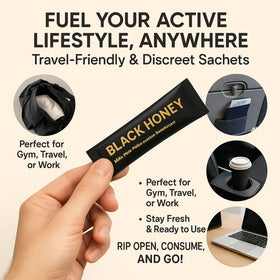 REYUQU Travel sachets tucked in a gym bag for workouts and quick boosts.