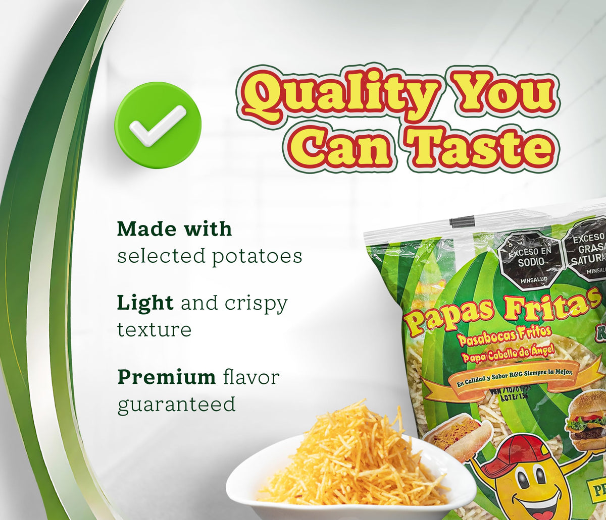 R&G chips showcase crispy texture ideal for salads, burgers, or dips.