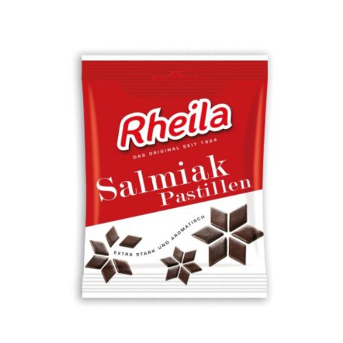Rheila Salmiak Pastillen bag—portable salty licorice for on-the-go enjoyment and sharing.