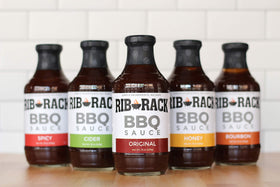 Rib Rack Southern Bourbon BBQ Sauce bottle for bold oak-forward finish.