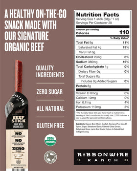 Ribbonwire Ranch Honey BBQ beef stick with smoky sweetness