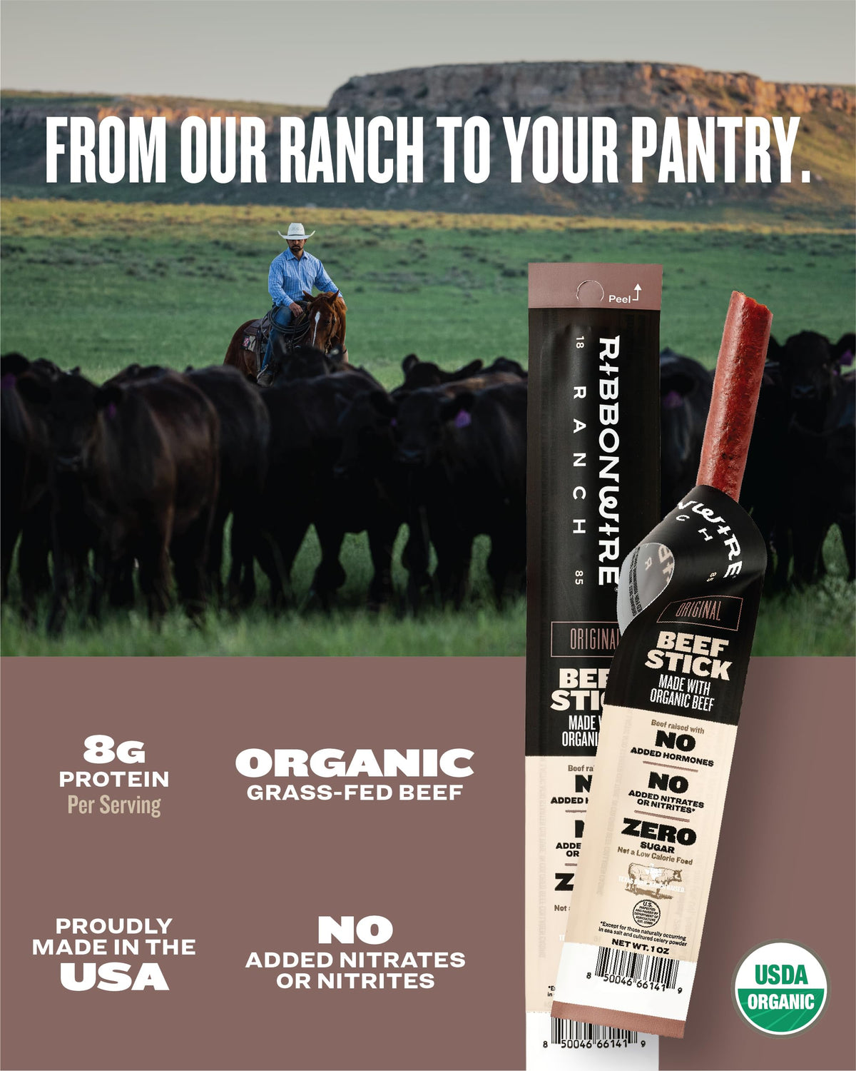 Ribbonwire Ranch Sweet N Spicy beef stick with balanced heat