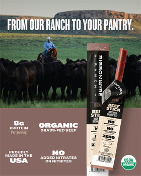 Ribbonwire Ranch Sweet N Spicy beef stick with balanced heat