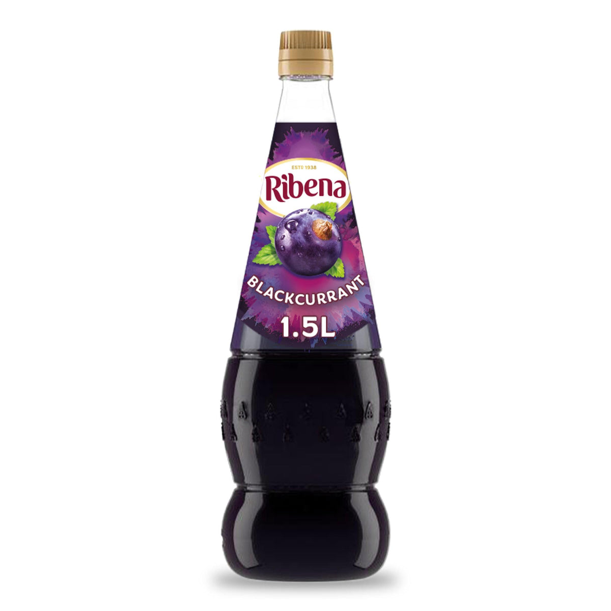 Ribena Blackcurrant Concentrate bottle pour shows rich flavor and vitamin C.