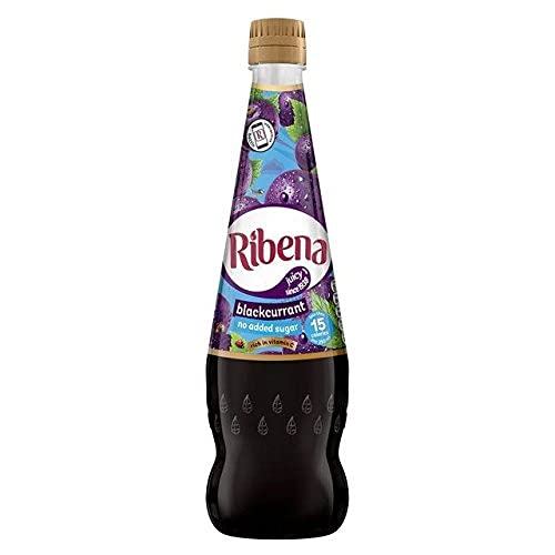 Ribena Blackcurrant No Added Sugar squash bottle ready to mix for refreshing drinks