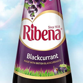 Ribena label closeup, showcasing original blackcurrant flavor.