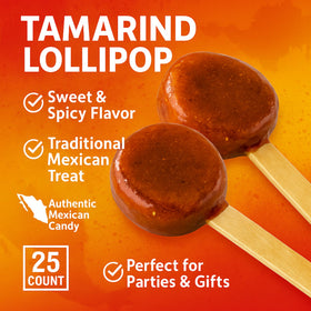 Ricaleta tamarind lollipop closeup—premium Mexican candy experience in every lick.