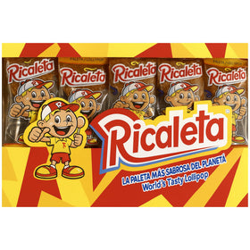 Ricaleta tamarind lollipop package—authentic Mexican candy, ideal for party sharing.