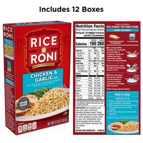 Rice-A-Roni Chicken and Garlic ingredients image; versatile base for dinner.