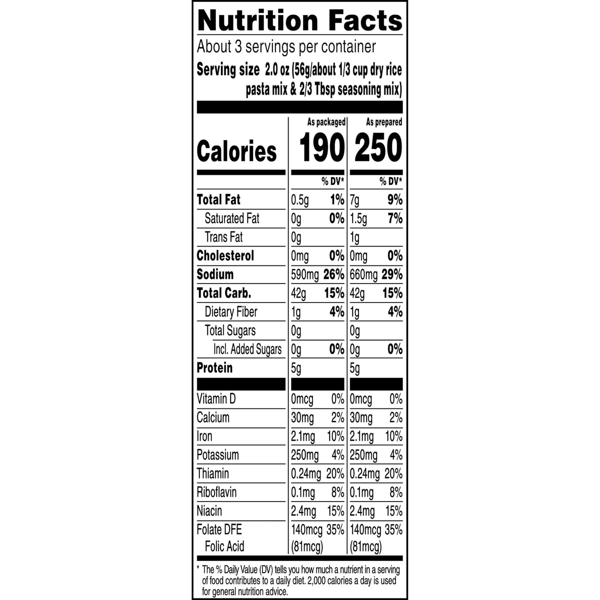 Rice-A-Roni box highlights 7g protein per serving for a satisfying side.