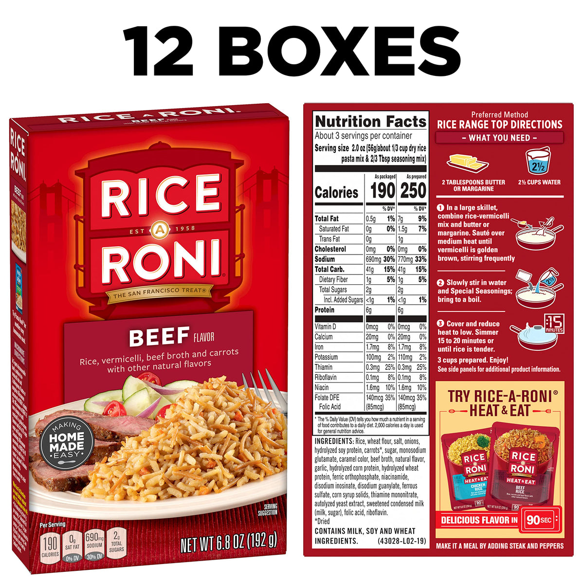 Rice-A-Roni Beef flavor simmering on the stove with savory aroma
