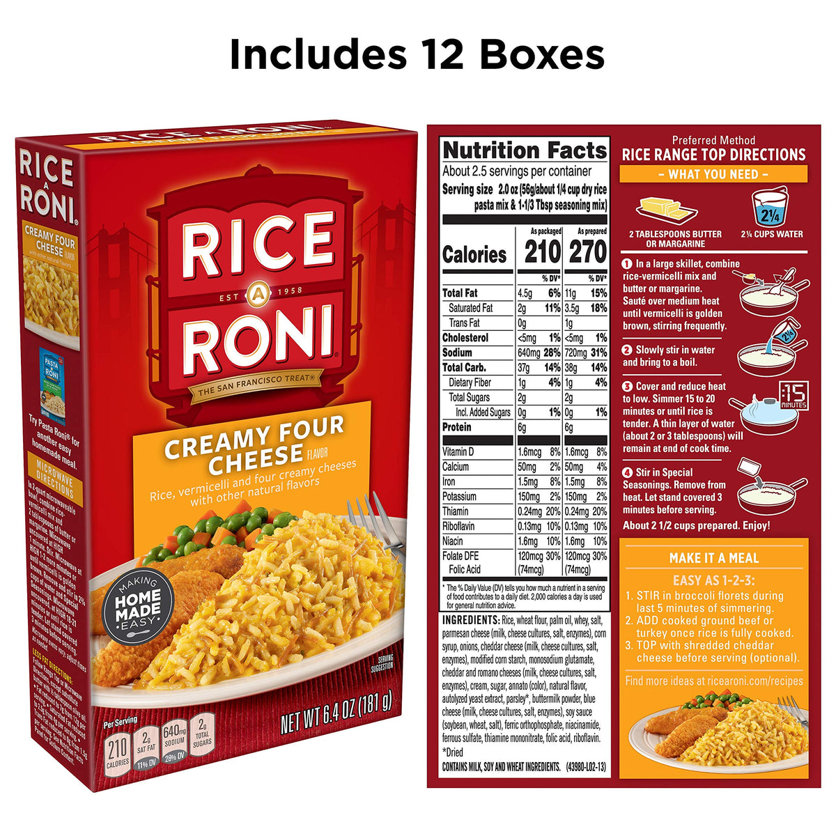 Rice-A-Roni Creamy Four Cheese simmering on the stove in 15 minutes
