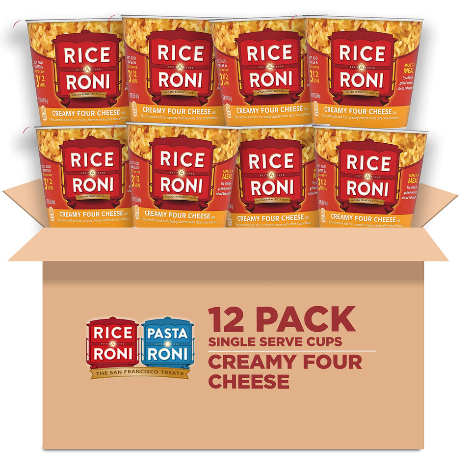 Rice-A-Roni Cups creamy four cheese, ready in minutes as a comforting snack.