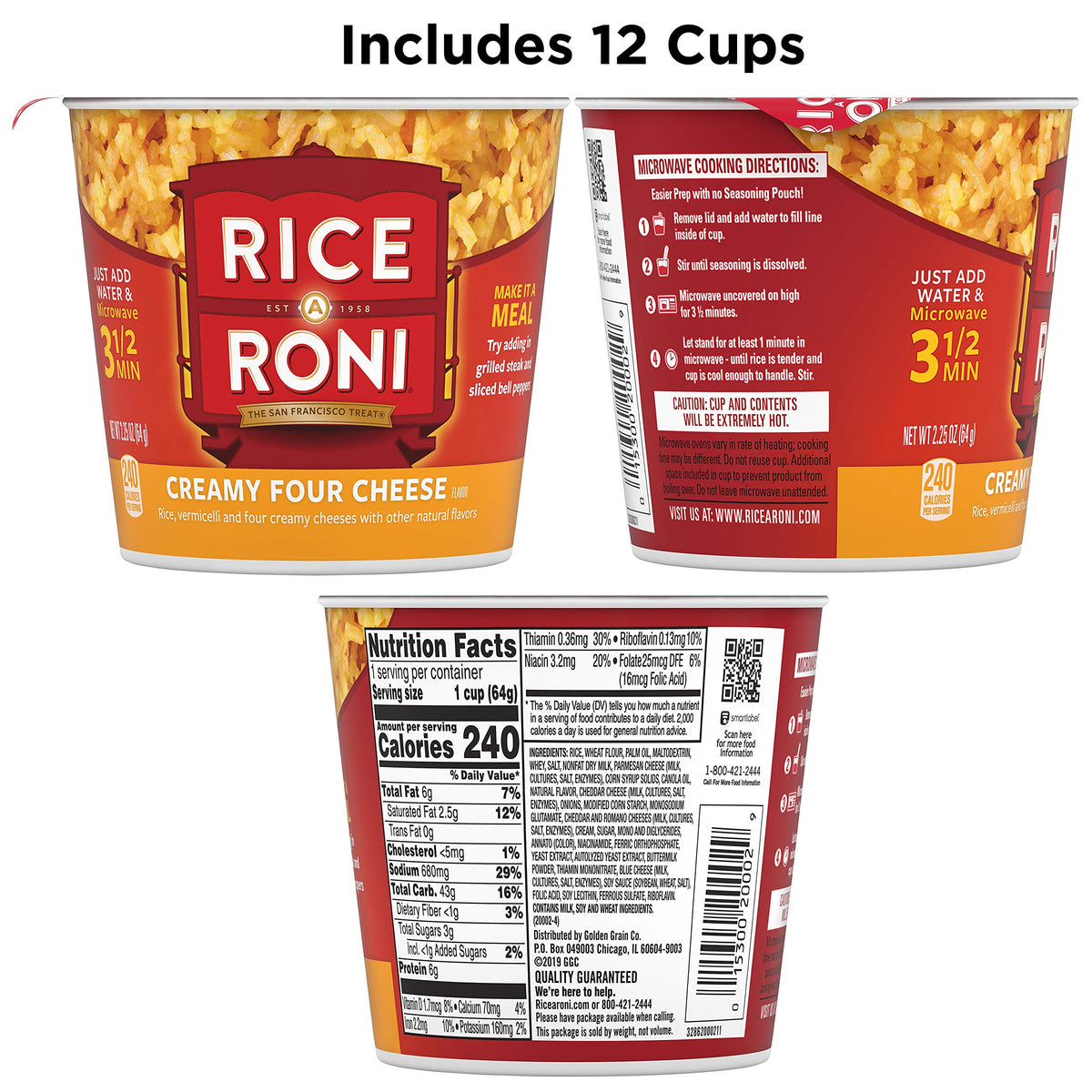 Rice-A-Roni Cups microwave cook, convenient meal at home, work, or on the go.