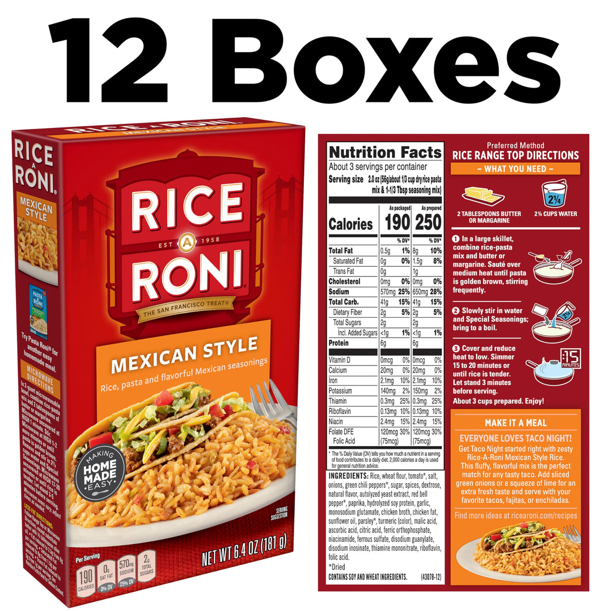 Rice-A-Roni Mexican Style red bell pepper and paprika provide vibrant color and aroma.