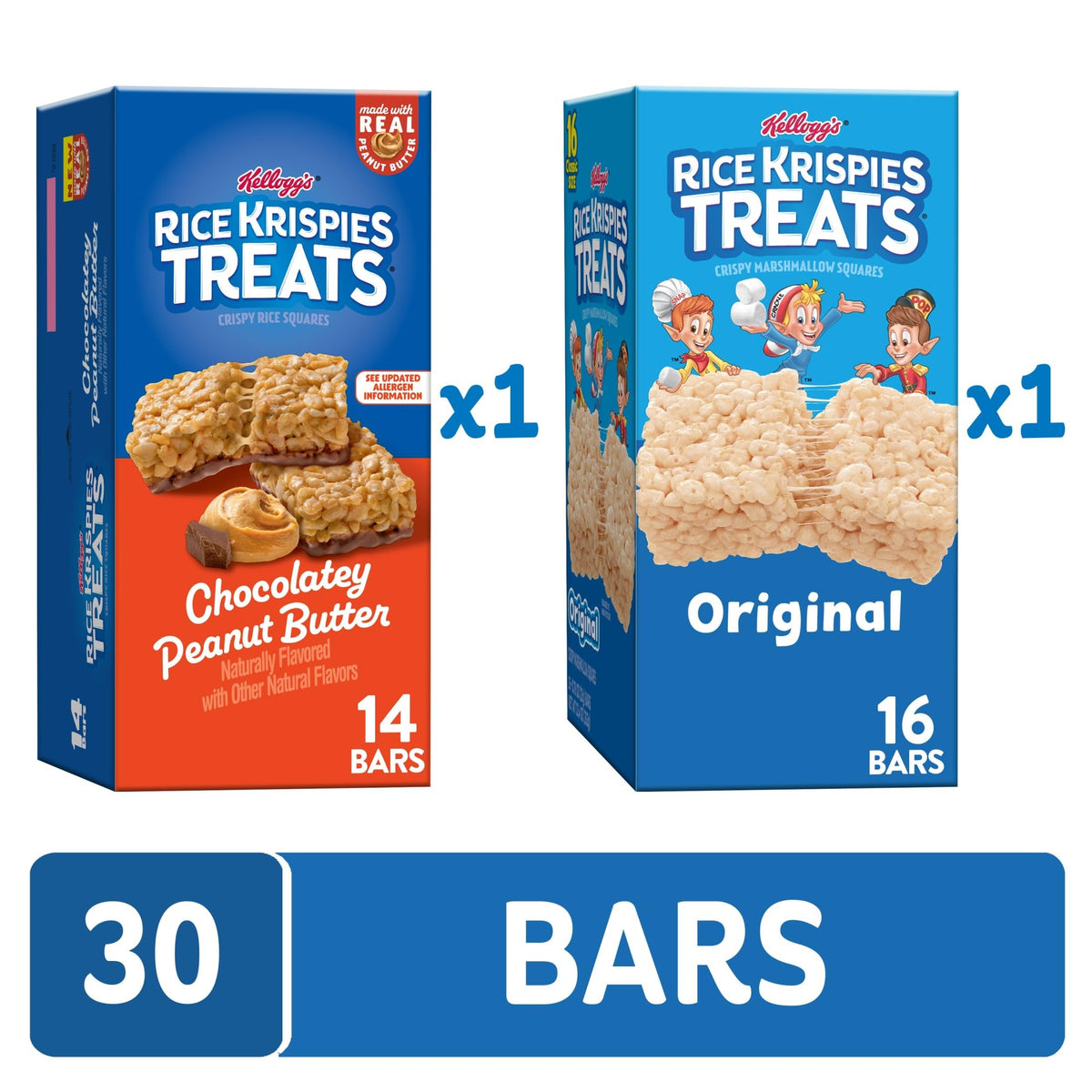 Rice Krispies Treats Chocolatey Peanut Butter Bars with creamy filling