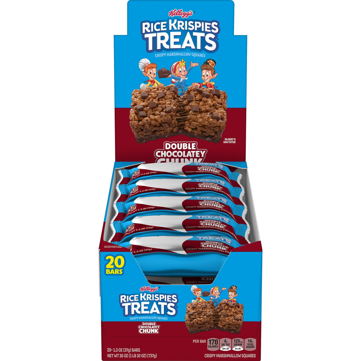 Rice Krispies Treats Double Chocolatey Chunk box showing 26-ounce family pack