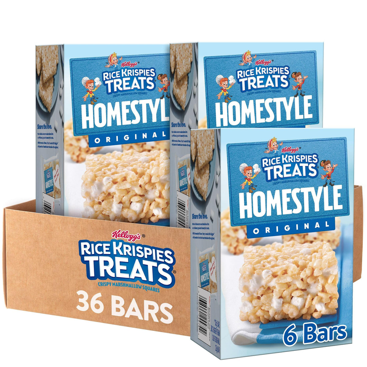 Rice Krispies Treats Homestyle bars packaging shown for easy on-the-go snacking