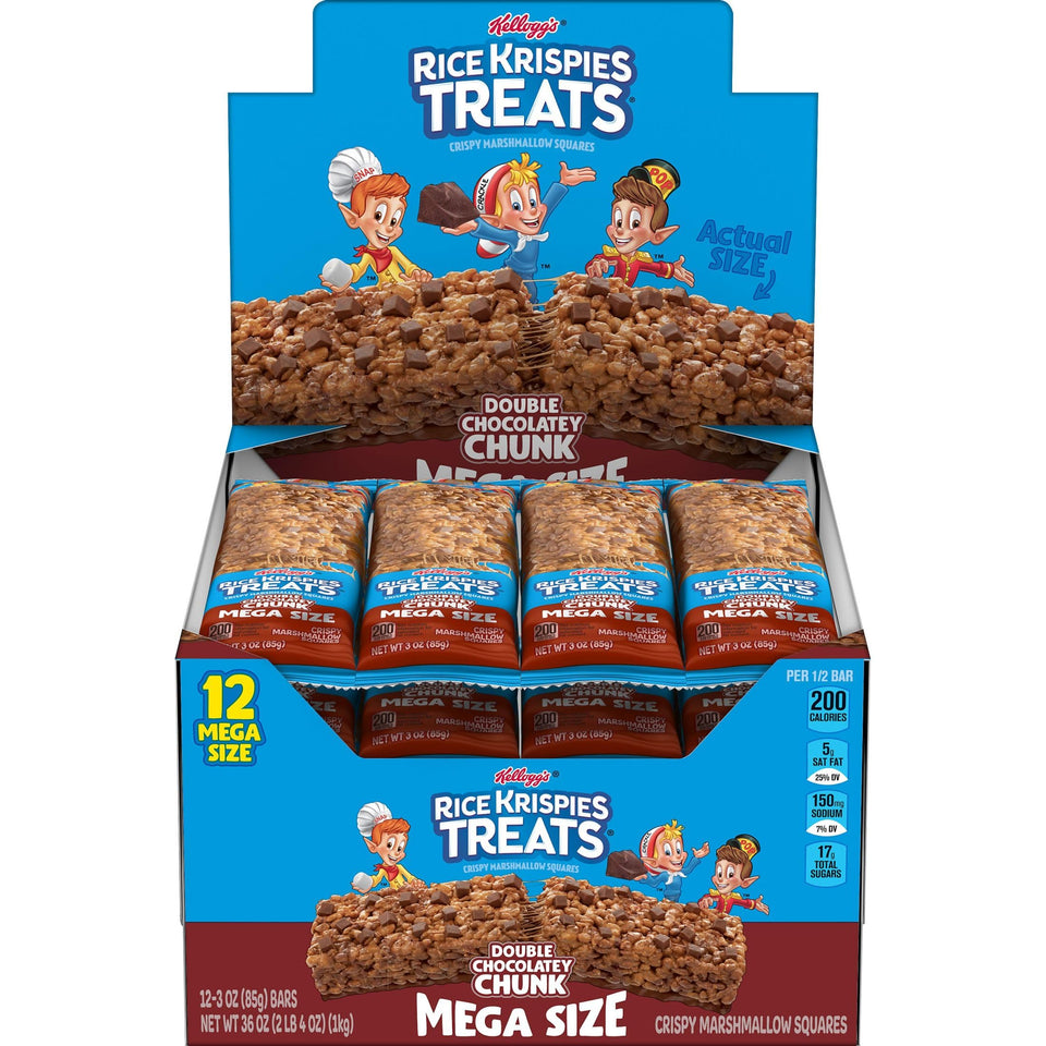 Rice Krispies Treats Mega Bar packaging showing 12 bars, ideal for sharing