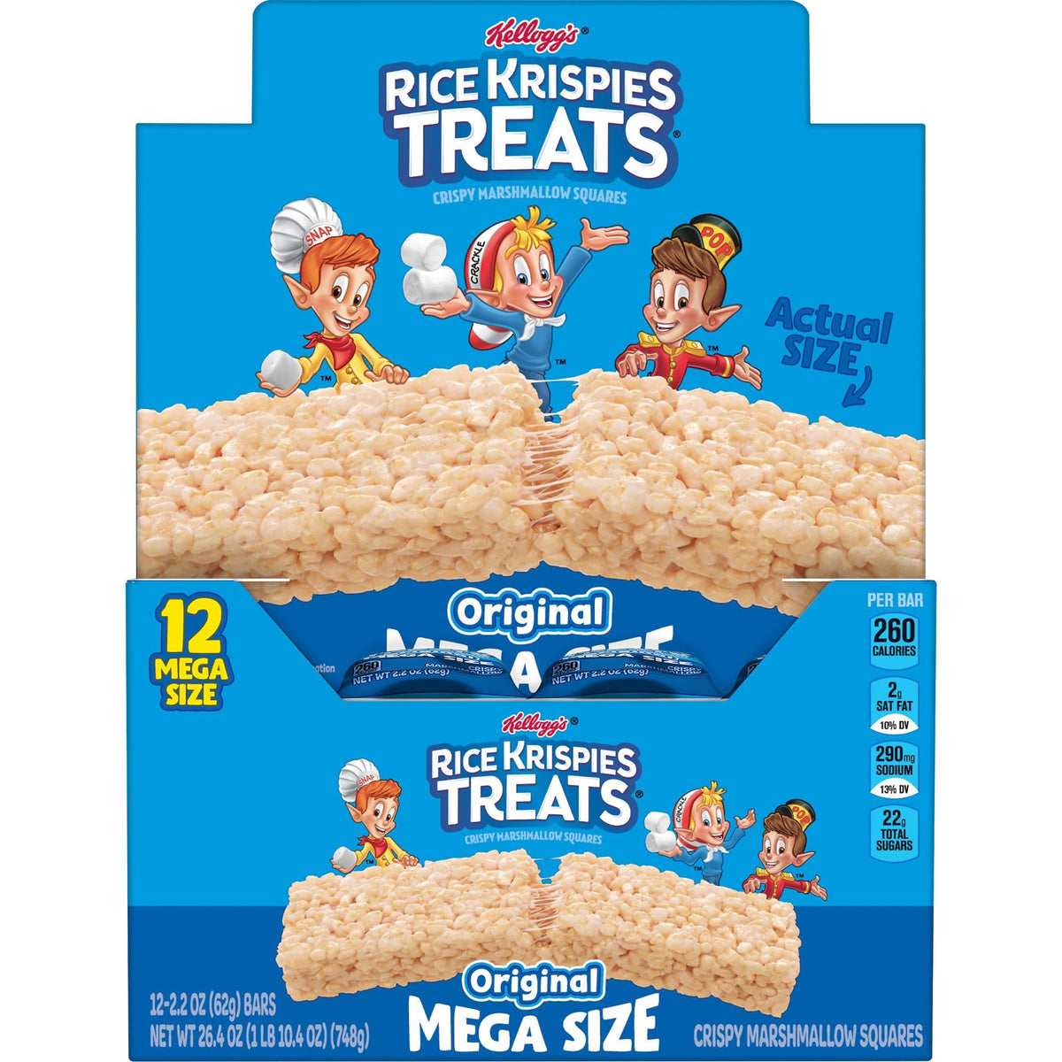 Rice Krispies Treats Mega Bar in-hand shows portable, kid-friendly snack option.