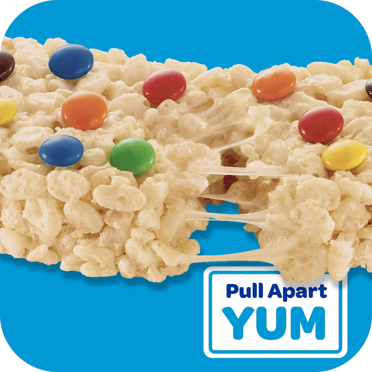Rice Krispies Treats Rainbow Mega Bar texture and colors highlighted.