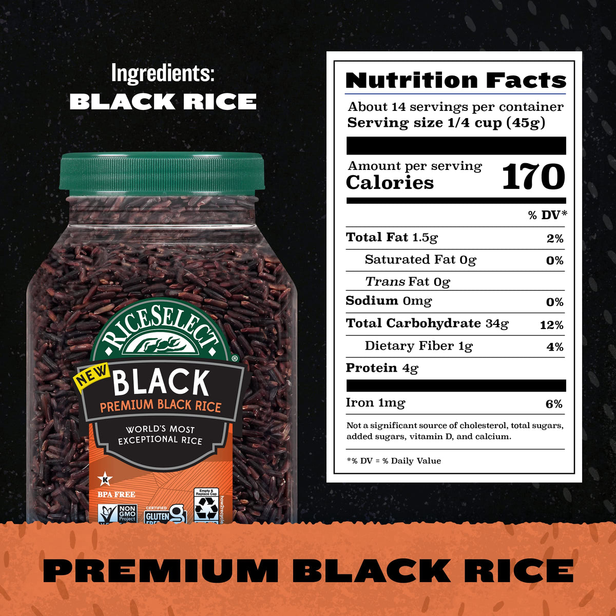 RiceSelect Premium Black Rice cold salad bowl with greens and edamame.