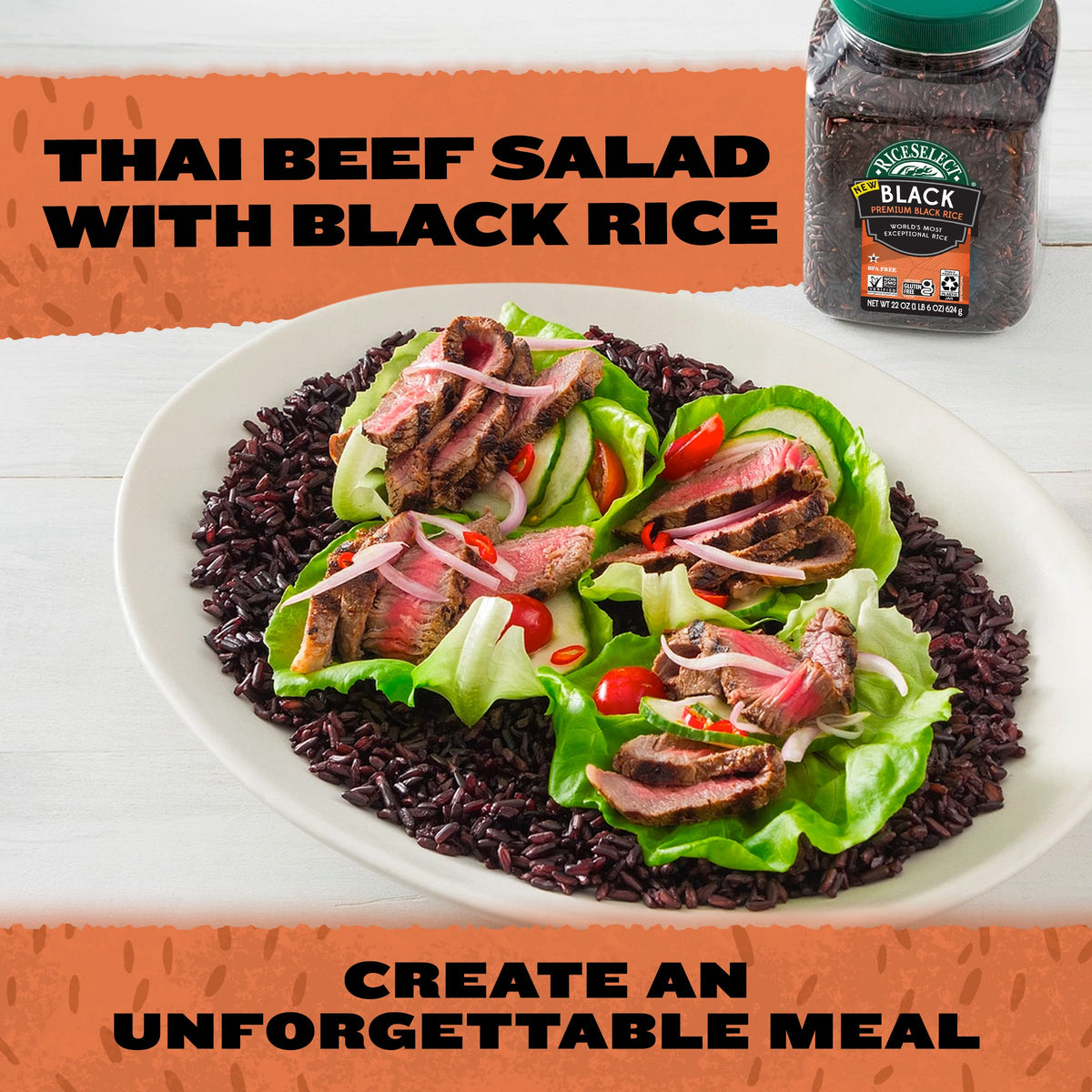 RiceSelect Premium Black Rice stir-fry with vegetables, showcasing vibrant color and texture.