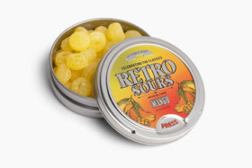 Gift-ready Retro Sours tin set sparks nostalgia and flavor for gifting.
