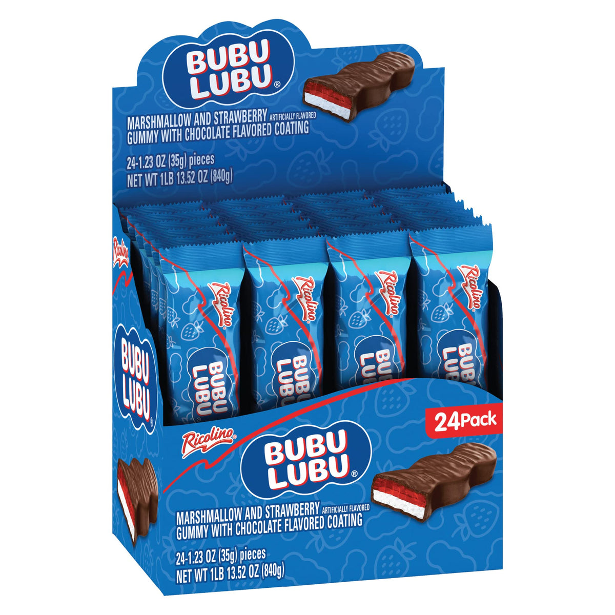 RICOLINO Bubulubu marshmallow core with visible strawberry gummy for a soft bite