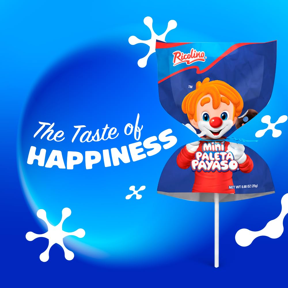 RICOLINO mini payaso lollipops in foil wrap for gifts.