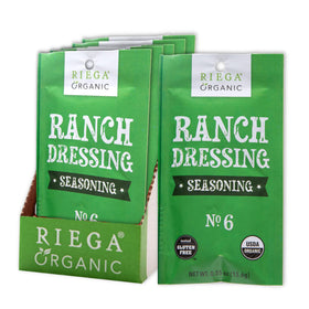 Riega Organic Ranch Dressing Seasoning case with eight packets for convenient use