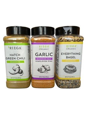 Riega seasoning on popcorn for a crunchy savory finish