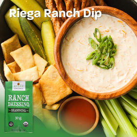 Riega seasoning on a salad to enhance flavor and freshness