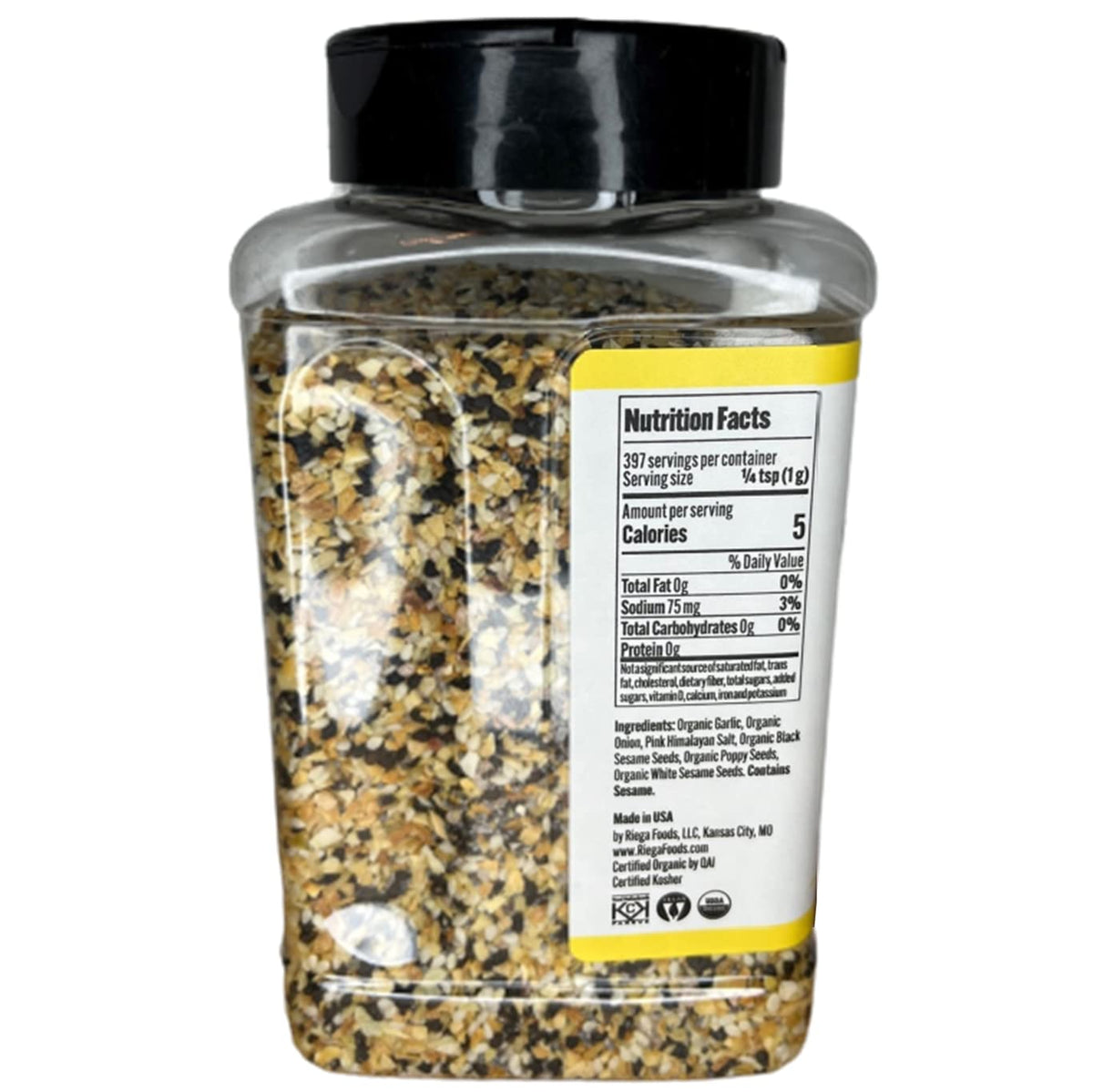 Riega shaker bottle closeup showing convenient seasoning container