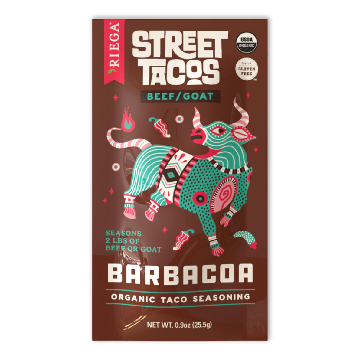 Riega Street Taco Seasoning being poured to season beef or goat