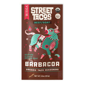 Riega Street Taco Seasoning being poured to season beef or goat