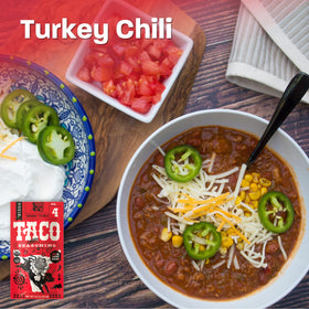 Riega Taco Seasoning sprinkled on sizzling ground meat for taco night.