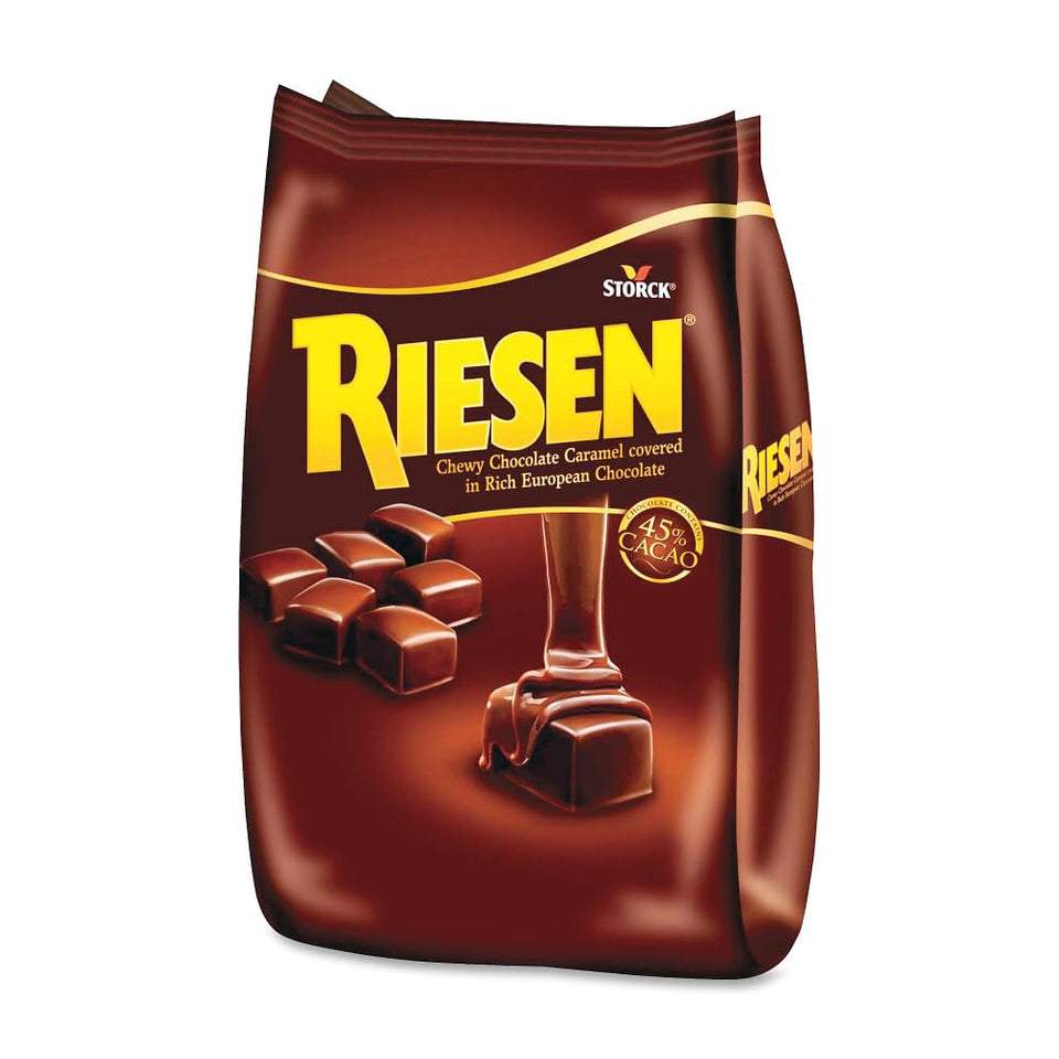 Riesen dark chocolate caramel candies bulk bag; ideal for gifting or everyday indulgence.