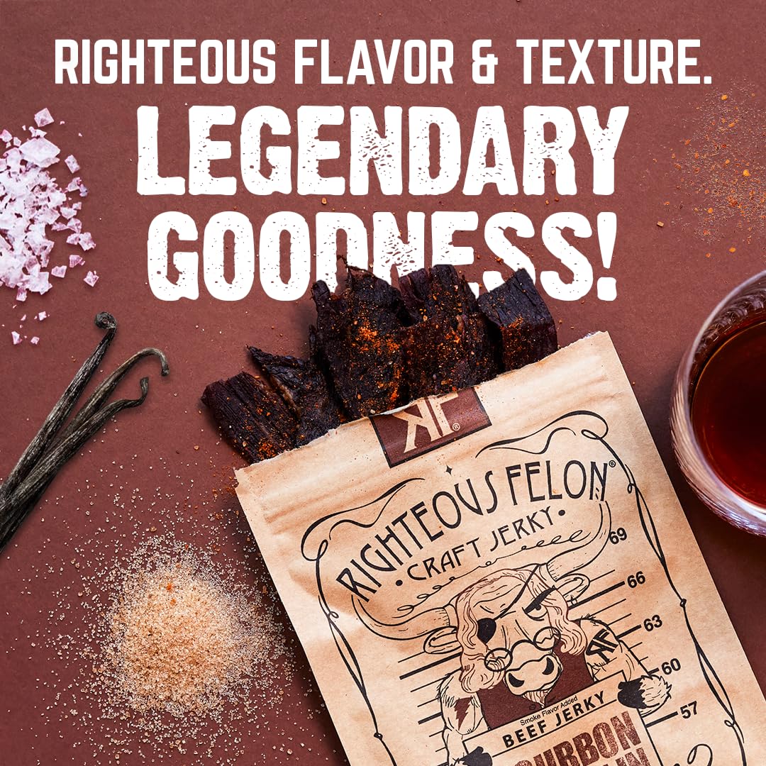 Close-up of Bourbon Franklin jerky highlighting all-natural ingredients.