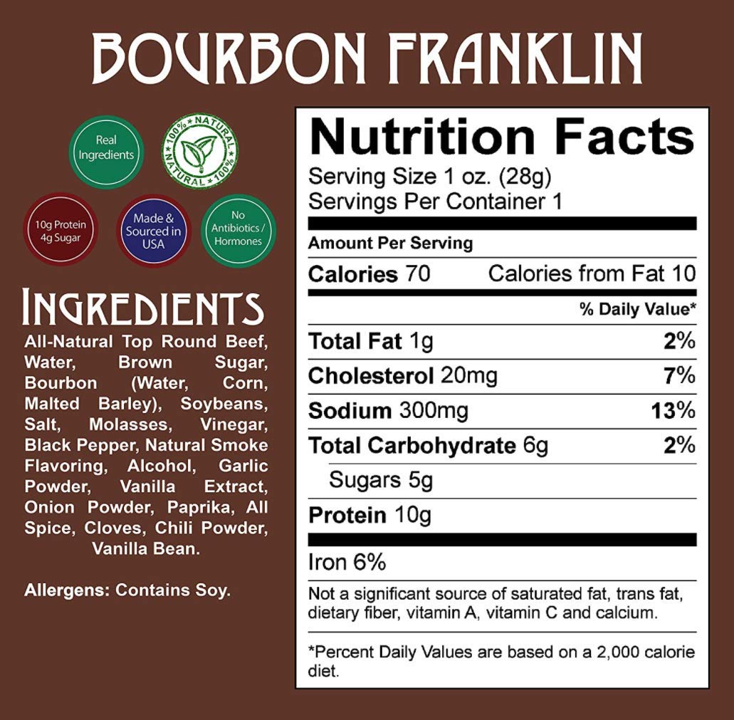 Locally sourced beef from Maryland and Texas powers Bourbon Franklin jerky.