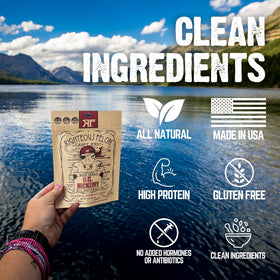 Serving portion of Righteous Felon OG Hickory jerky ideal for hiking