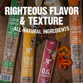 Righteous Felon Fiery Habanero Beef Stick bold bite for a spicy protein boost