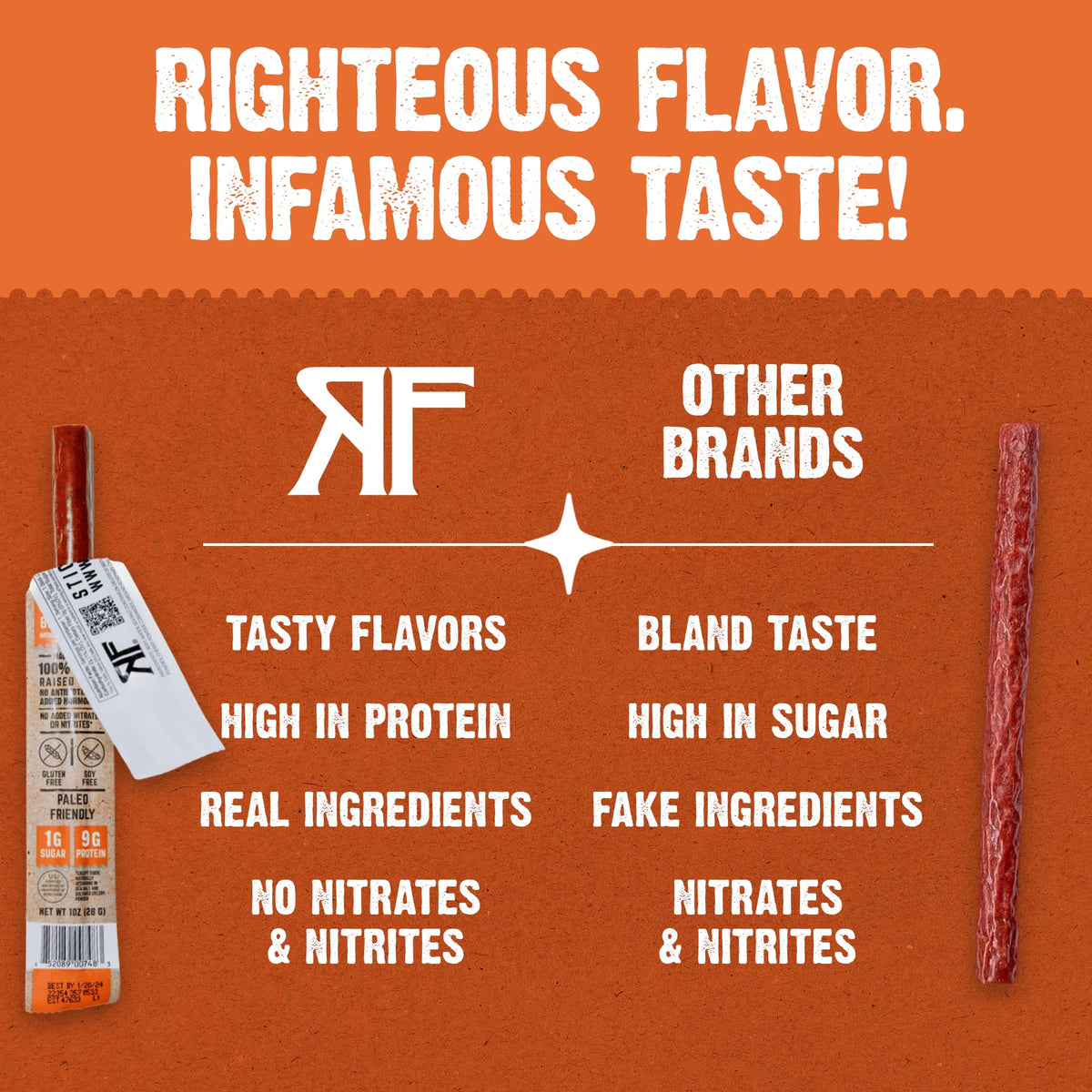 Gluten-free Righteous Felon beef sticks ideal for busy days and travel