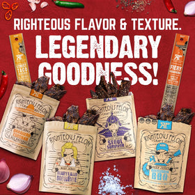 Righteous Felon Habanero Escobar beef jerky: intense heat with savory chew.