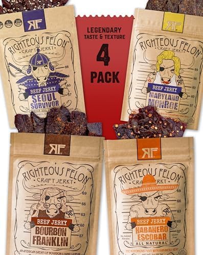 Righteous Felon Habanero Escobar jerky—bold, spicy protein snack.