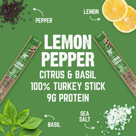 Two sticks arranged to show 9g protein per serving and portability