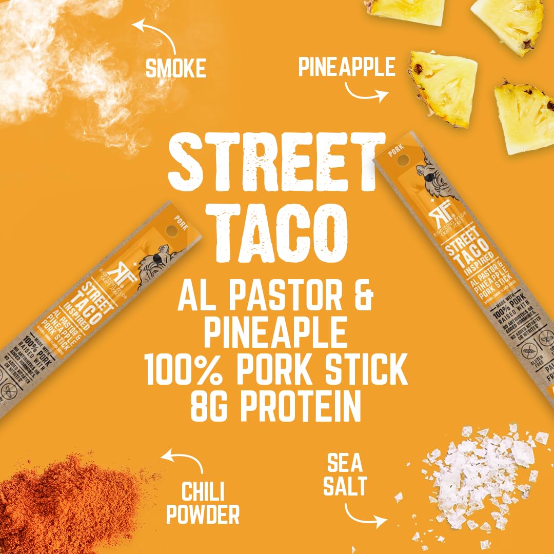 Righteous Felon mini pork sticks lunchbox scene, kid-friendly protein boost.