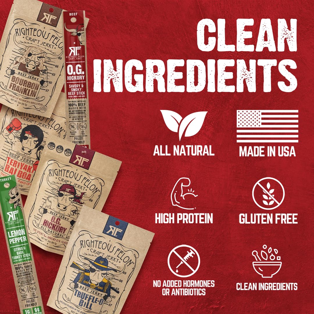 Righteous Felon Savory 6-pack sampler packaging—great value in a gift-ready box.