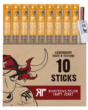 Righteous Felon Street Taco Pork Sticks pack for flavorful protein on the go