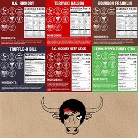Righteous Felon USA-sourced meats label—natural ingredients and no hormones.